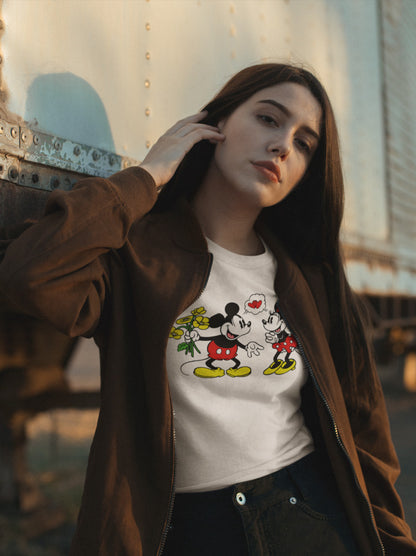 Camisa dia dos namorados personalizado com mickey e minnie com jaqueta