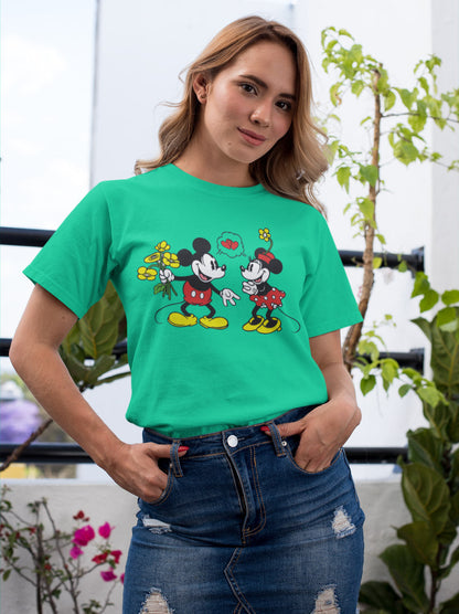 Camisa dia dos namorados personalizado com mickey e minnie na cor verde bandeira imagem grande