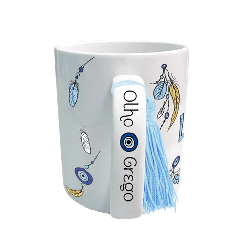 Caneca com Pompom Olho Grego