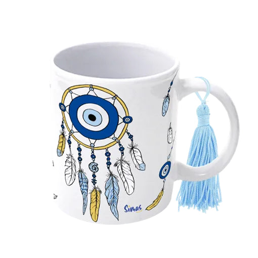 Caneca com Pompom Olho Grego