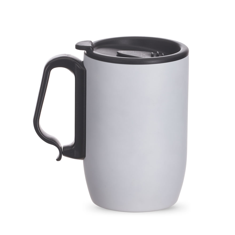 caneca em aço inox com tampa branca