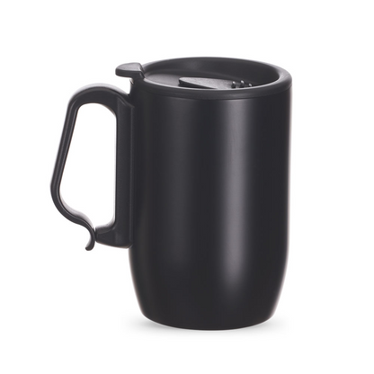 caneca em aço inox com tampa preta