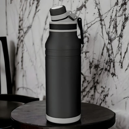 Garrafa com Alça e Bico 1,2L em Aço Inox Preta