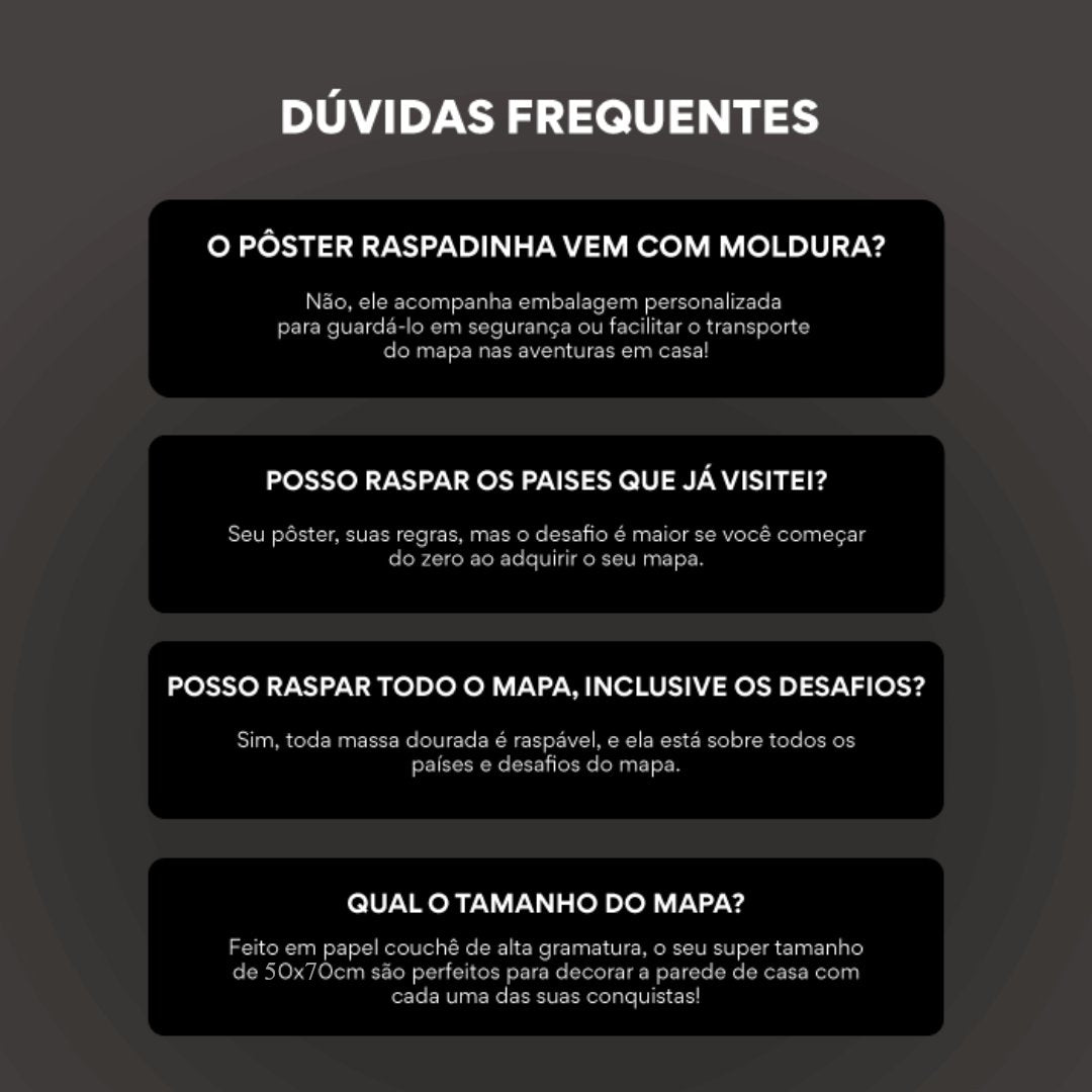 Mapa Mundi de Raspar Perguntas Frequentes