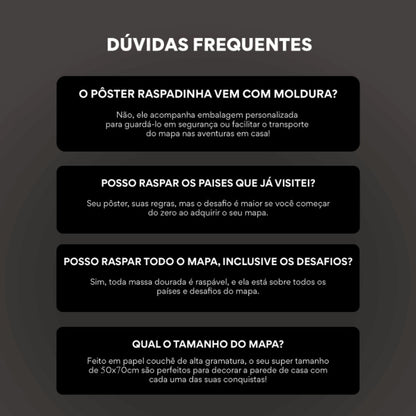 Mapa Mundi de Raspar Perguntas Frequentes
