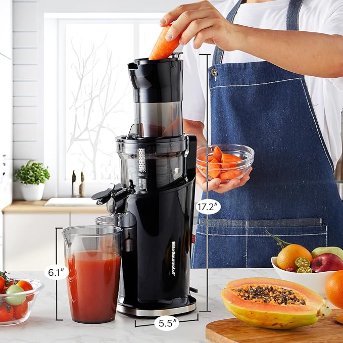 Máquina de fazer suco - Espremedor Elite Gourmet EJX017 200W – Prensa Fria, Silencioso e Compacto