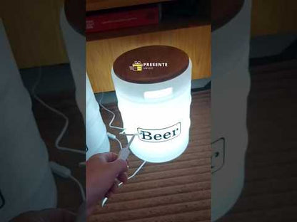 Banco Barril Luminária de Cerveja com Tampo de Madeira - Suporta 120kg - Frete Grátis