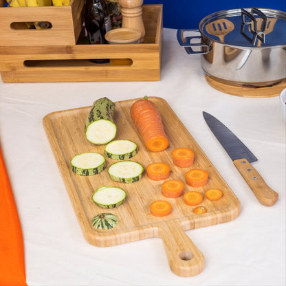 Tábua de Corte de Bambu para Carnes e Legumes de 49cm