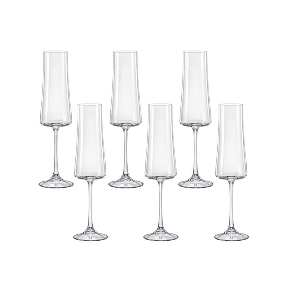 Jogo com 6 Taças de Cristal para Champanhe