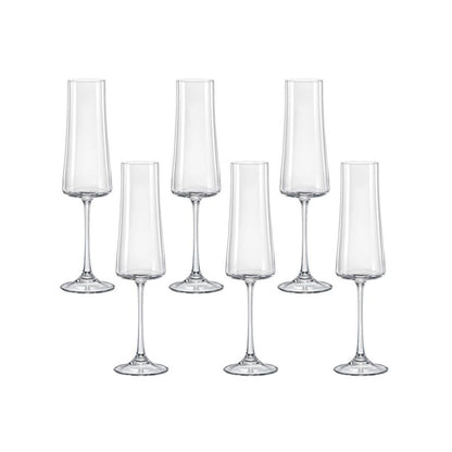Jogo com 6 Taças de Cristal para Champanhe