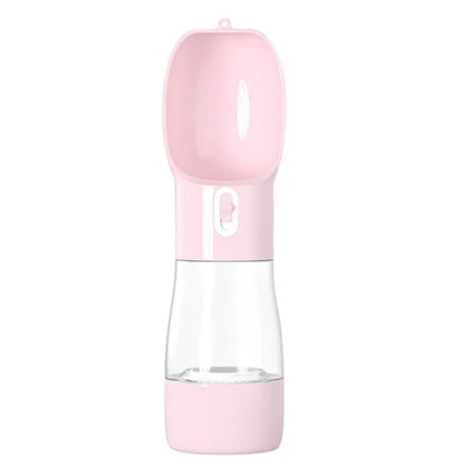 Garrafa de água e comida para Pet portátil rosa