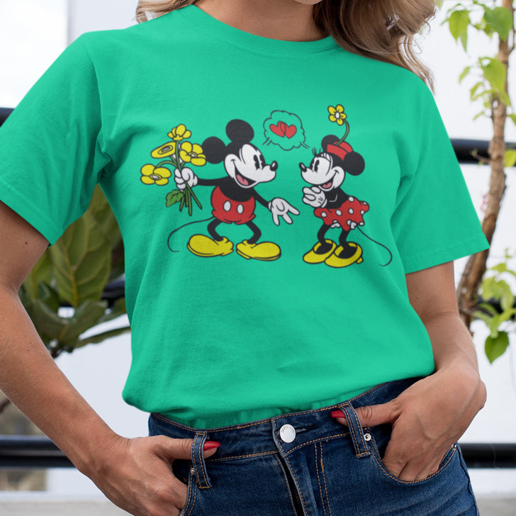 Camisa dia dos namorados personalizado com mickey e minnie verde bandeira